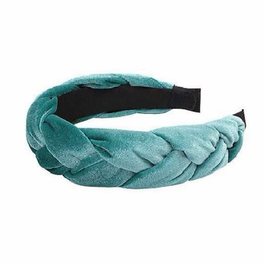 Teal Velvet Braided Headband